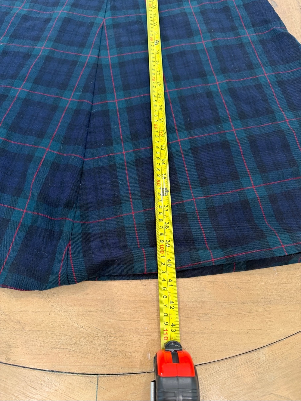 Vintage Ralph Lauren A-Line Plaid Midi Wool Skirt in Navy and Green 12 - Picture 2 of 12